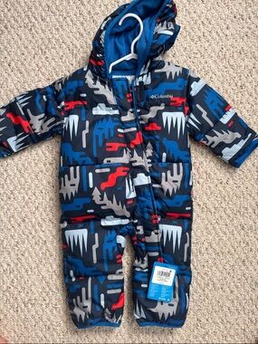 Columbia Navy, Blue & Red Camo Toddler Puffer Snowsuit